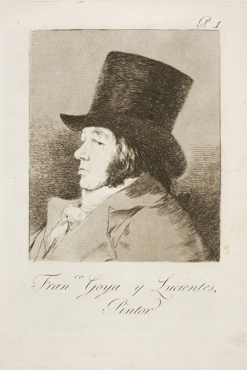 Francisco Goya, <i>Francisco Goya y Lucientes, painter</i><br>No. 1 in the album <i>Los Caprichos</i> published 1799<br>Aquatinte. Inv.nr. 1993-017