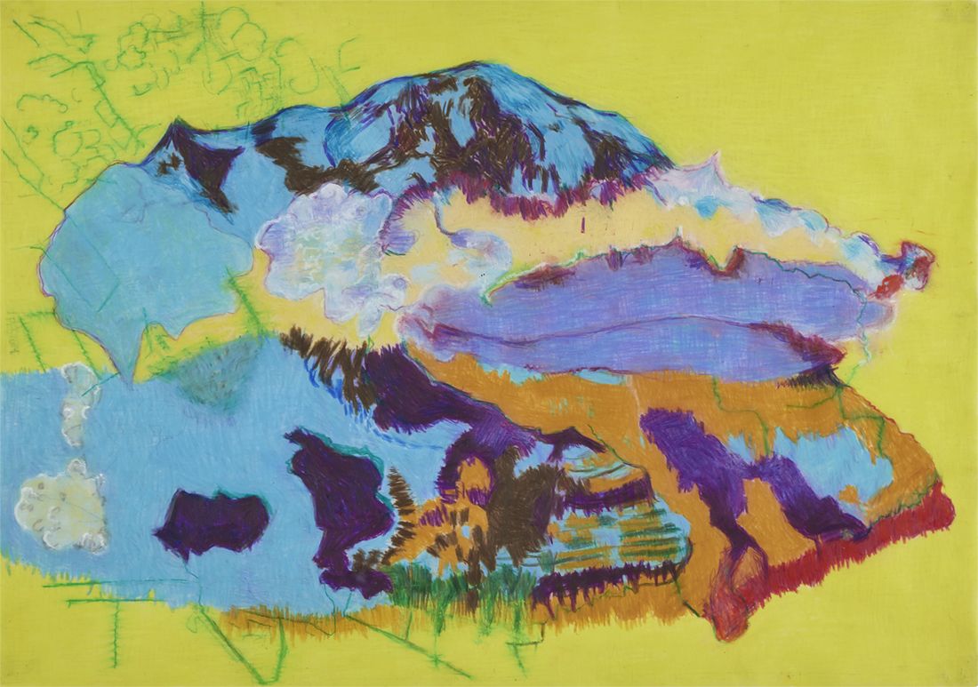 Kirsten Christensen, <i>Mountain</i>, 2017<br>Crayon on transparent paper. 92 x 70 cm.<br> Purchased 2021. Inv.nr. 2021-01. ©The artist. Photo: Ole Mortensen