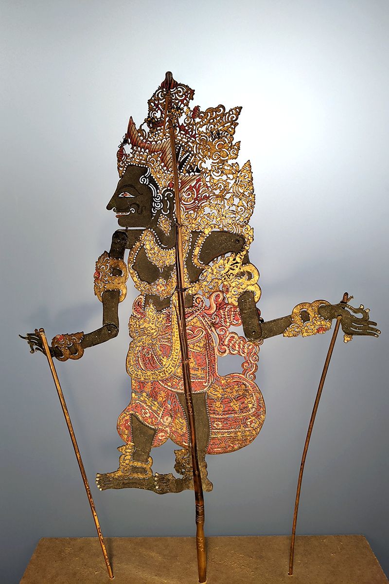 <i>Wayang Kulit-Figures for Shadow Play</i>, n.d. Carved buffalo leather painted in colours and guld