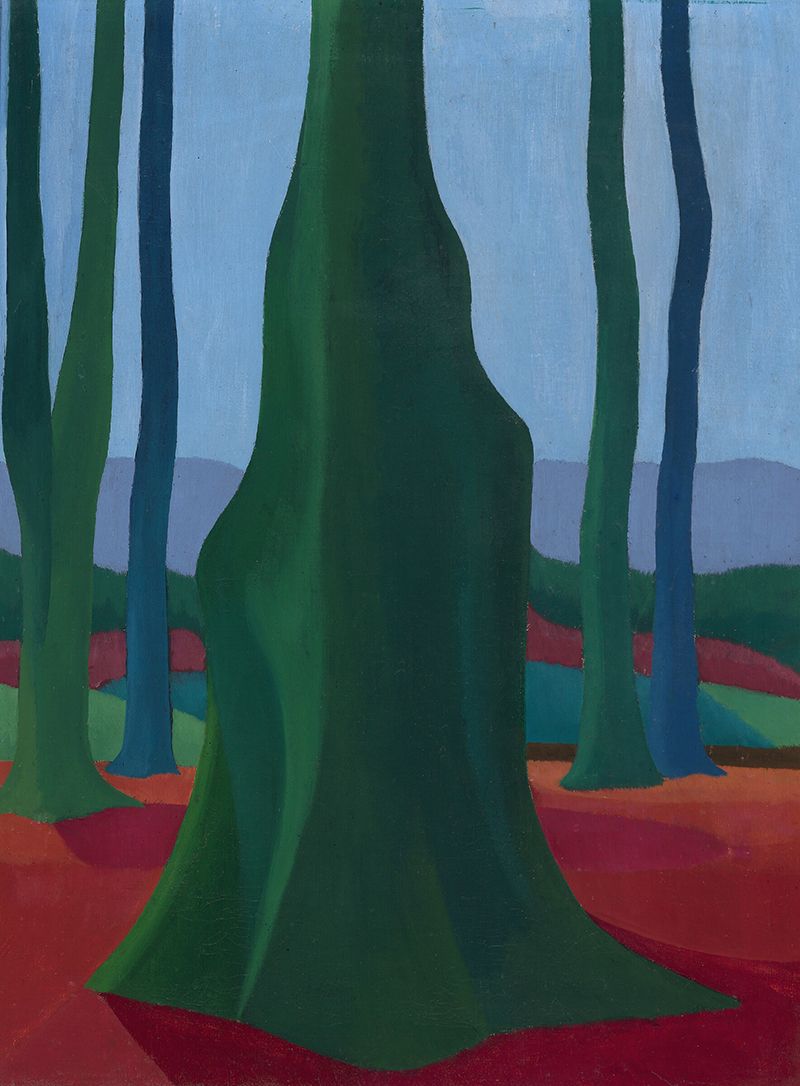 Sonja Ferlov Mancoba, <i>Forest Scene</i>, 1930s<br>Oil on canvas. 65 x 50 cm.<br>Purchased 2020. Inv. nr. 2020-00. ©The artist's heirs